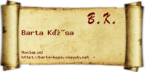 Barta Kósa névjegykártya
